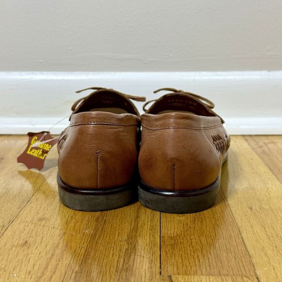 Stuart Frazier Mens Leather Loafers 9D Brown Moc Toe Hand Laced Classic Preppy main image 14